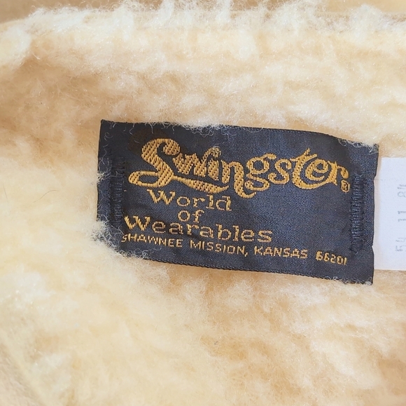 Swingster Vintage Men's XL Tan Faux Shearling Vest Shawnee Mission KS - Picture 5 of 7